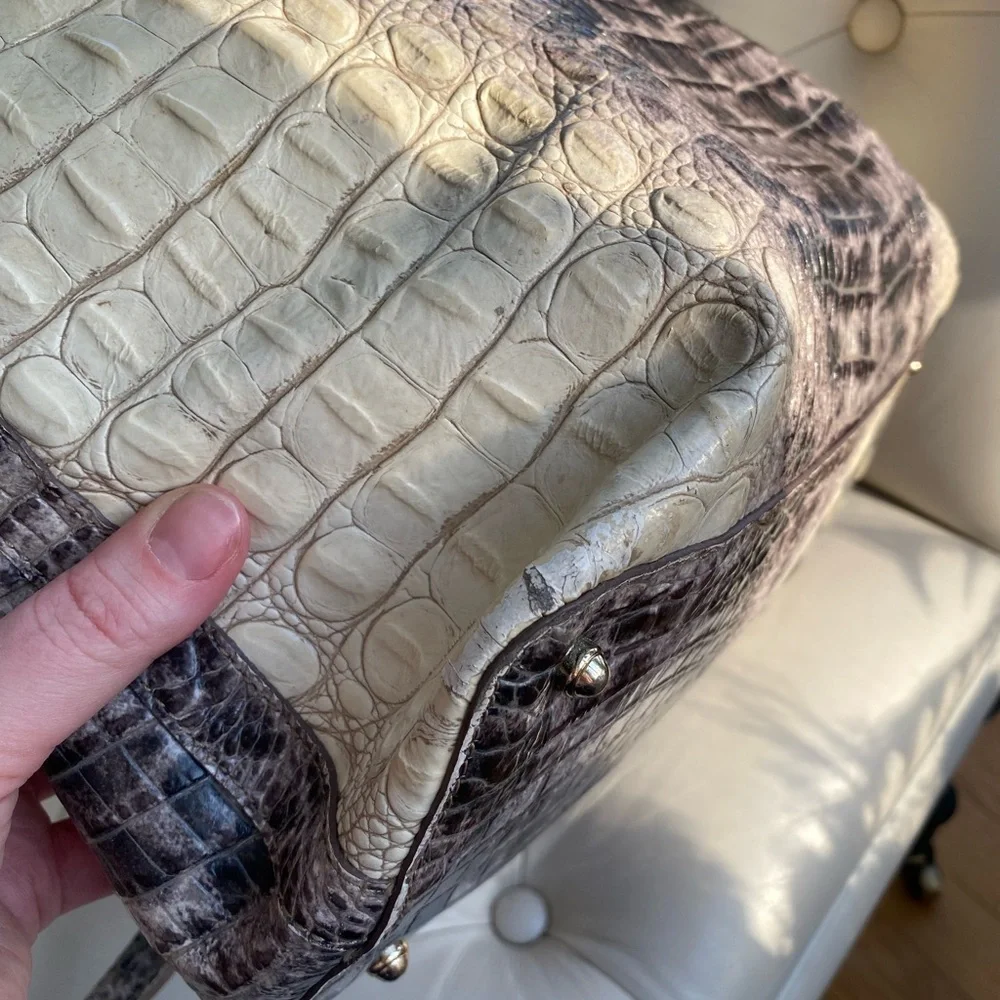 Brahmin Large Duxbury Satchel Veranda Melbourne Croc Embossed Leather Bag - Picture 8 of 12